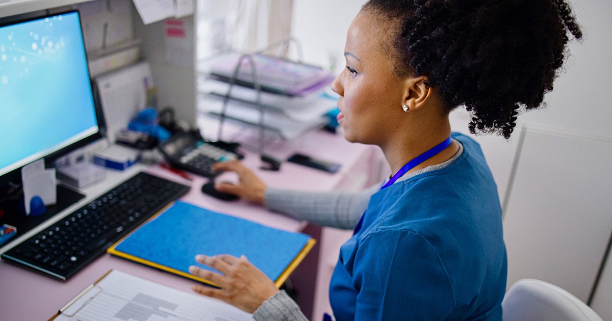 healthcare provider working on a computer healthcare provider working on a computer