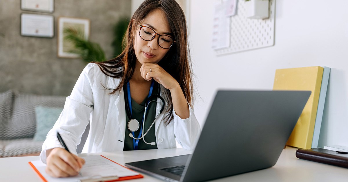 healthcare provider reviewing data healthcare provider reviewing data
